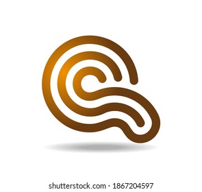 Golden logo in shape of a letter Q made of three lines