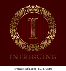 Golden logo template for intriguing boutique. Vector monogram.