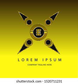 golden logo vector in gold background