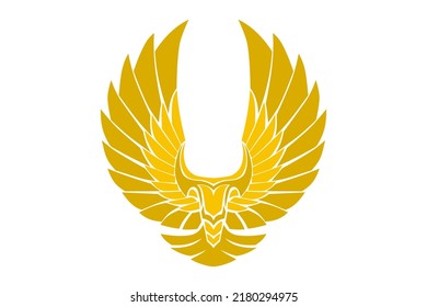 golden logo wing of bird feather silhouette for any business. tattoo wing illustration. e-sport logo team.