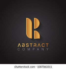 Golden logotype with elegant design forming the letter R. Premium logo design on dark background. Luxury emblem for your brand.