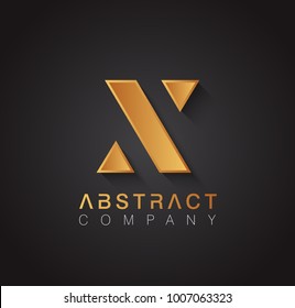 Golden logotype with elegant design forming the letter N. Premium logo design on dark background. Luxury emblem for your brand.