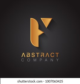 Golden logotype with elegant design forming the letter F. Premium logo design on dark background. Luxury emblem for your brand.