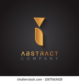Golden logotype with elegant design forming the letter I. Premium logo design on dark background. Luxury emblem for your brand.