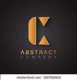 Golden logotype with elegant design forming the letter C. Premium logo design on dark background. Luxury emblem for your brand.