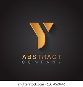 Golden logotype with elegant design forming the letter Y. Premium logo design on dark background. Luxury emblem for your brand.