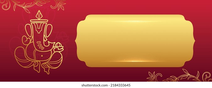 golden lord ganesha banner for ganesh chaturthi with text space 