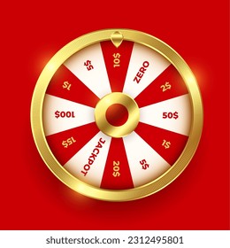 golden lottery wheel background for casino and gambling vector