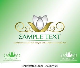 Golden lotus banner with place for text - vector illustration