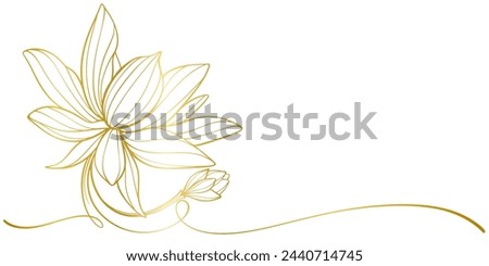 Golden lotus flower line art vector illustration, vesak day element design