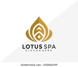 Diseño del logotipo Golden Lotus Flower. Logotipos de ideas creativas Diseños de ilustraciones vectoriales