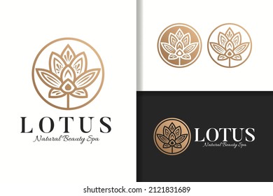 Golden lotus flower logo and icon template