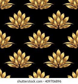 Golden Lotus flower pattern background. Vector graphic design