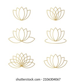 golden lotus flower set- vector illustration