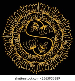 Golden lotus flower vector design