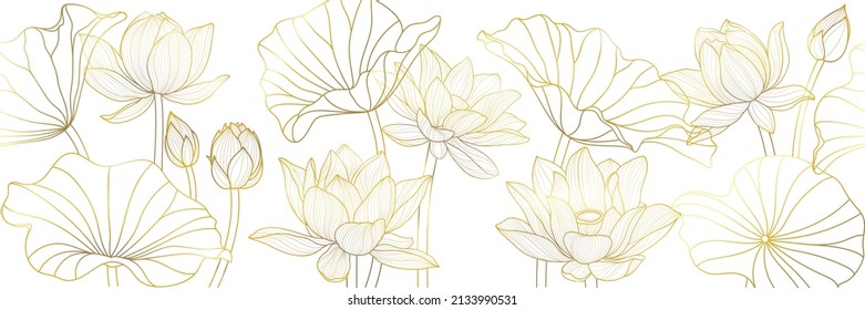 Golden lotus garden background. vector.