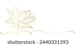 Golden lotus line art vector illustration, vesak day element design