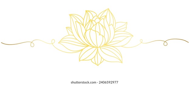 Golden lotus line art vector illustration, vesak day element design