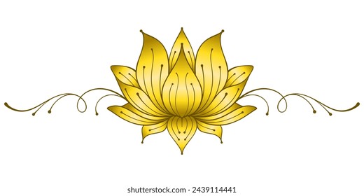 Golden lotus line art vector illustration, vesak day element design