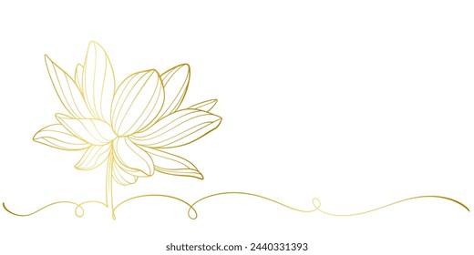 Goldene Lotus Linie Kunst Vektor-Illustration, vesak Tag Element Design