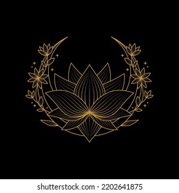 golden lotus logo design for tattoo corporate or company