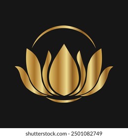 Golden lotus logo design template