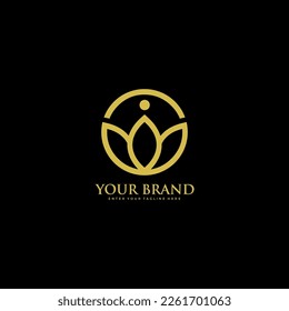 golden lotus logo, luxury lotus icon, simple, elegant. vector