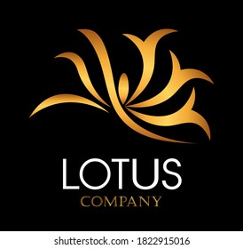 
Golden lotus logo on black background