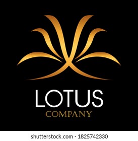 
Golden lotus logo on black background