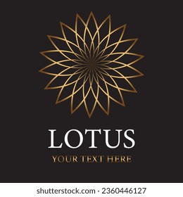 Golden lotus logo on black background