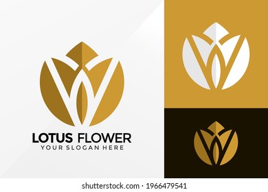 Golden Lotus Logo Vector Design. Brand Identity emblem, designs concept, logos, logotype element for template.