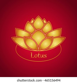 golden lotus on the background burgundy design for Yoga Ayurveda Spa