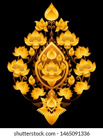 Golden lotus pattern graphic vector