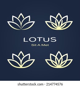 golden lotus symbols on dark background. vector set eps8