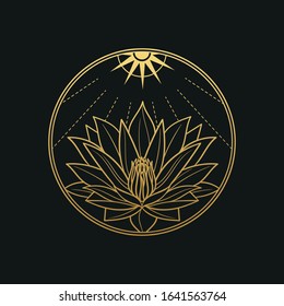 Golden lotus. Vector hand drawn illustration