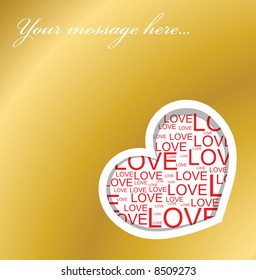 Golden love card with heart and place for your text