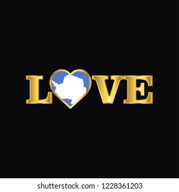 Golden Love typography Antarctica flag design vector