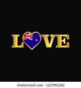 Golden Love typography Australia flag design vector