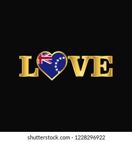 Golden Love typography Cook Islands flag design vector