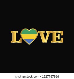 Golden Love typography Gabon flag design vector