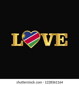 Golden Love typography Namibia flag design vector