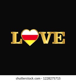 Golden Love typography North Ossetia flag design vector