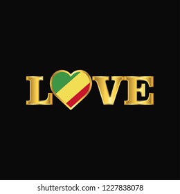 Golden Love typography Republic of the Congo flag design vector