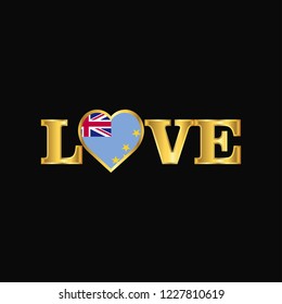 Golden Love typography Tuvalu flag design vector