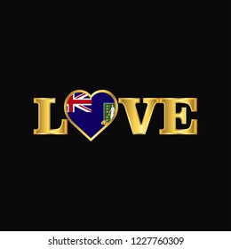 Golden Love typography Virgin Islands UK flag design vector