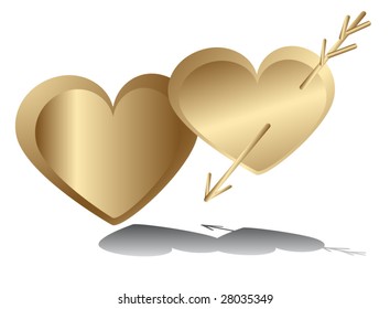corazones de los amantes del oro