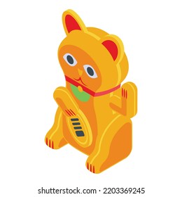 Golden lucky cat icon. Isometric of golden lucky cat vector icon for web design isolated on white background
