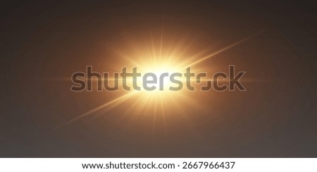 Golden luminous light effect, sun and star explosion.