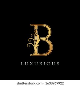 Golden Luxurious Initial Letter B  Logo,   Golden  vector design concept luxury letter logo icon for luxuries business indentity.