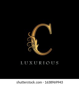 Golden Luxurious Initial Letter C  Logo,   Golden  vector design concept luxury letter logo icon for luxuries business indentity.